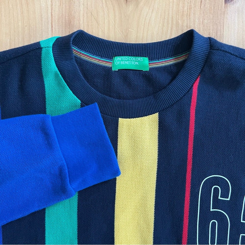 Vintage Style United Colors of Benetton 65 Sweatshirt Large Colorblock Retro - Picture 3 of 5